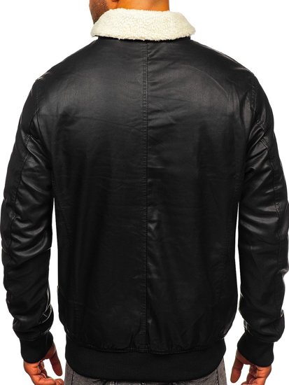 Blouson en cuir pour homme noir Bolf 1178  