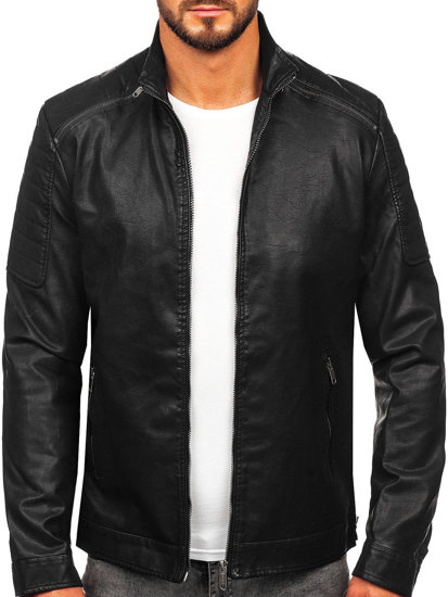 Blouson en cuir pour homme noir Bolf EX229