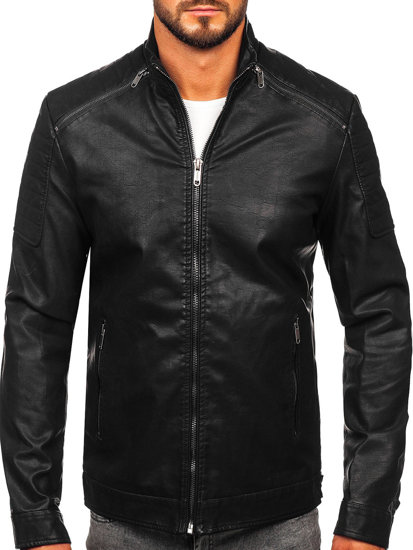 Blouson en cuir pour homme noir Bolf EX229