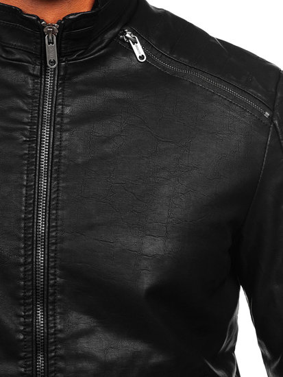 Blouson en cuir pour homme noir Bolf EX229