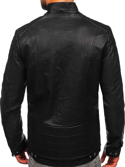 Blouson en cuir pour homme noir Bolf EX229