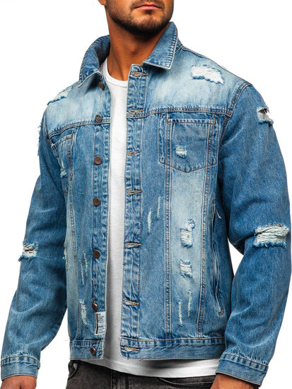 Blouson en jean pour homme bleu clair Bolf MJ501BC