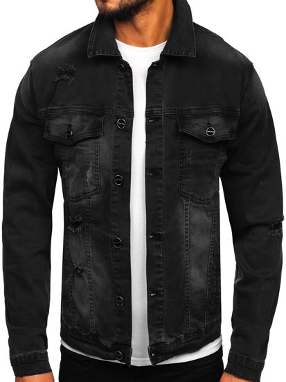 Blouson en jean pour homme noir Bolf MJ506N