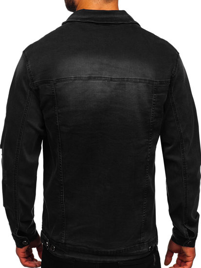 Blouson en jean pour homme noir Bolf MJ506N