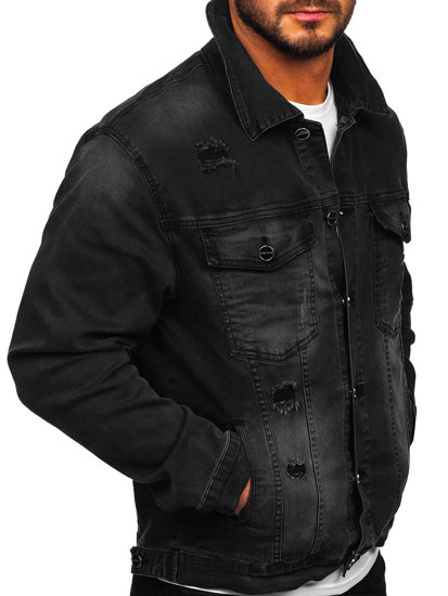 Blouson en jean pour homme noir Bolf MJ506N