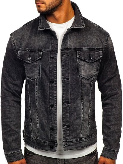 Blouson en jean pour homme noir Bolf XSF78268    