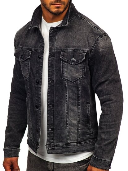 Blouson en jean pour homme noir Bolf XSF78268    