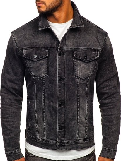 Blouson en jean pour homme noir Bolf XSF78268    