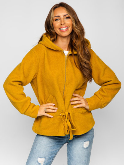 Blouson manteaux court à capuche pour femme jaune Bolf 9320