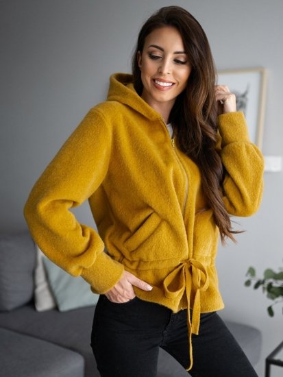 Blouson manteaux court à capuche pour femme jaune Bolf 9320