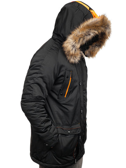 Blouson pour homme d'hiver parka noir Bolf 1067