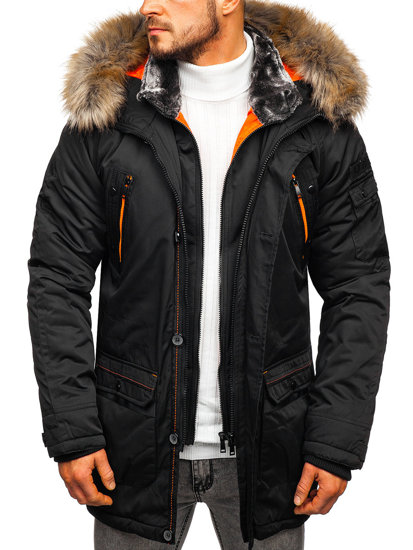 Blouson pour homme d'hiver parka noir Bolf 1067