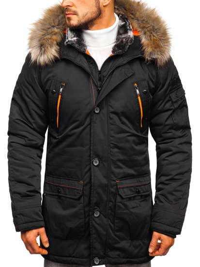 Blouson pour homme d'hiver parka noir Bolf 1067