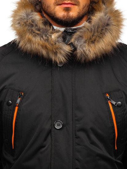 Blouson pour homme d'hiver parka noir Bolf 1067