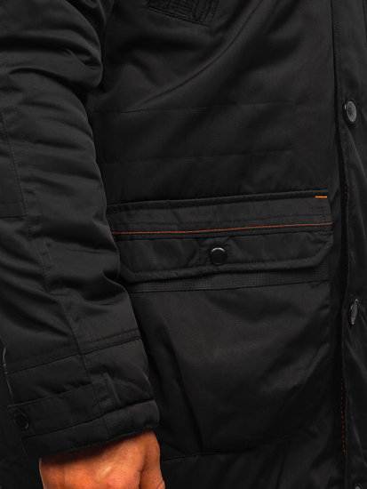 Blouson pour homme d'hiver parka noir Bolf 1067