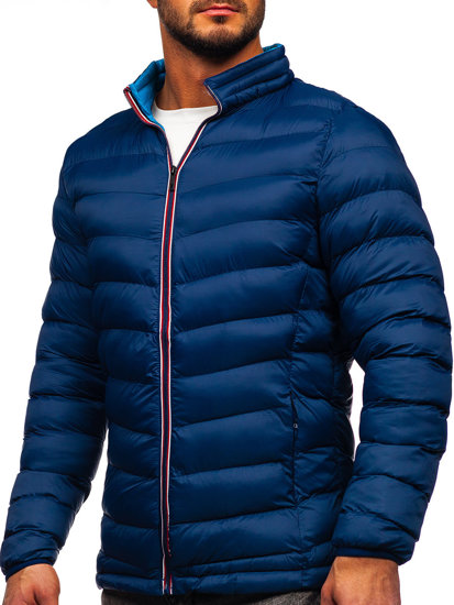 Blouson pour homme d'hiver sportif matelassé bleu foncé Bolf 1100