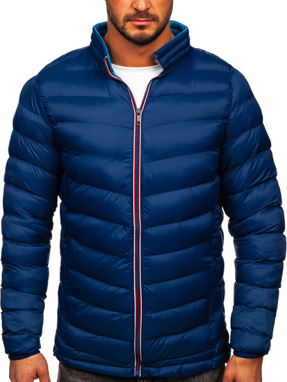 Blouson pour homme d'hiver sportif matelassé bleu foncé Bolf 1100