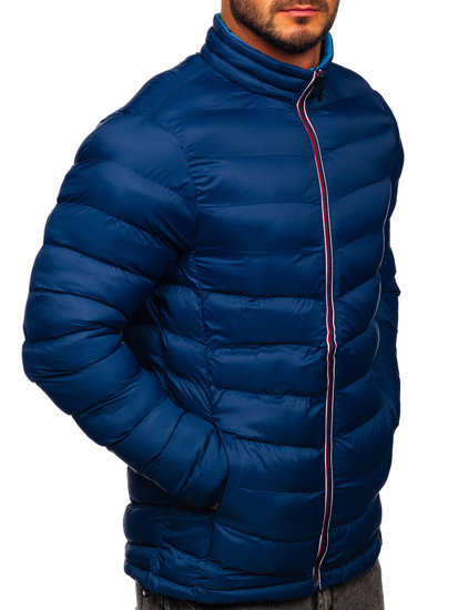 Blouson pour homme d'hiver sportif matelassé bleu foncé Bolf 1100