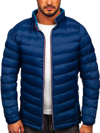 Blouson pour homme d'hiver sportif matelassé bleu foncé Bolf 1100