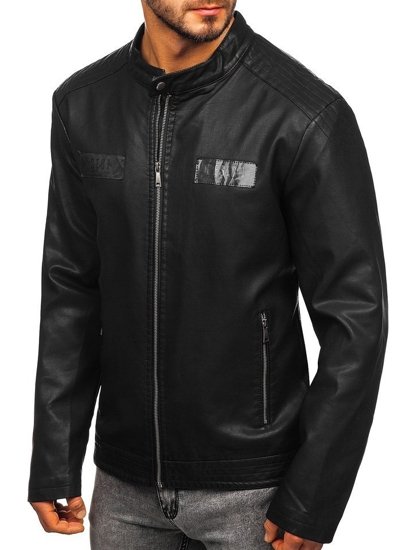 Blouson pour homme en cuir noir Bolf 1122