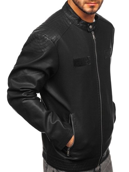 Blouson pour homme en cuir noir Bolf 1122