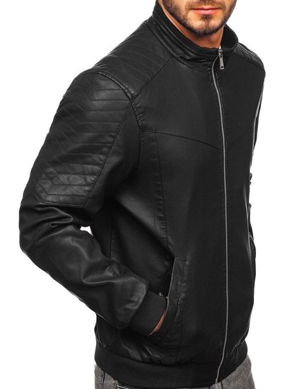 Blouson pour homme en cuir noir Bolf 1123