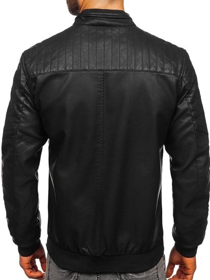 Blouson pour homme en cuir noir Bolf 1123