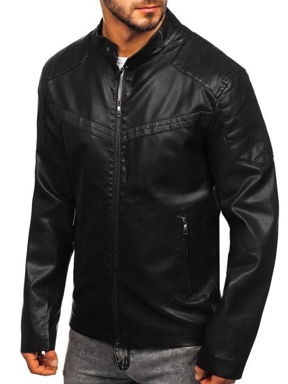 Blouson pour homme en cuir noir Bolf 1128