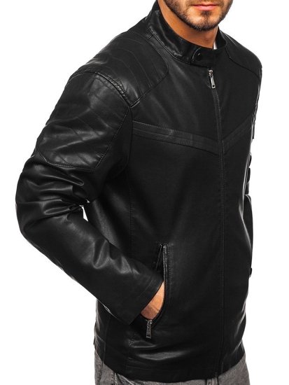 Blouson pour homme en cuir noir Bolf 1128