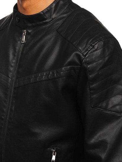 Blouson pour homme en cuir noir Bolf 1128