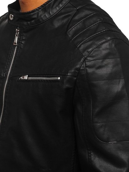 Blouson pour homme en cuir noir Bolf 1129