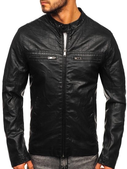 Blouson pour homme en cuir noir Bolf 1130