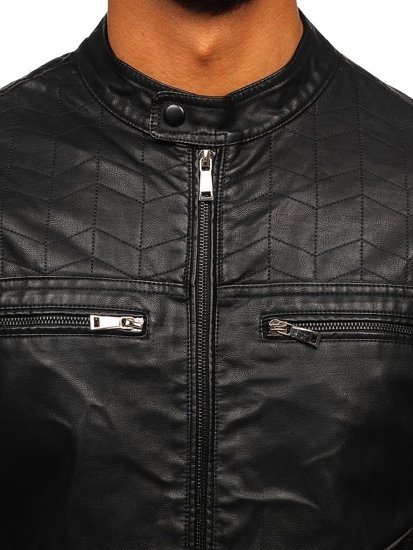 Blouson pour homme en cuir noir Bolf 1130