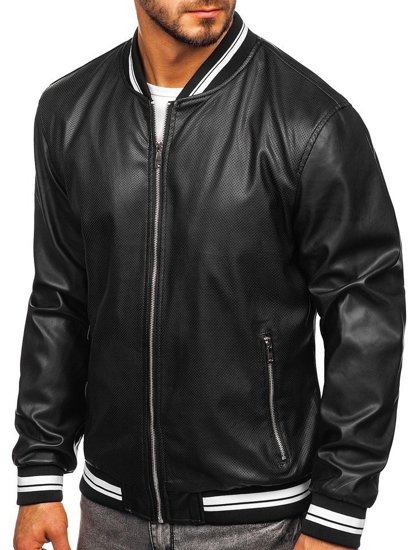 Blouson pour homme en cuir noir Bolf 1132