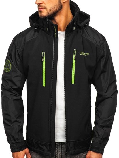 Blouson pour homme softshell noir-vert Bolf P191