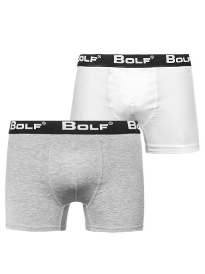 Boxer pour homme blanc-gris Bolf 0953-2P 2 PACK