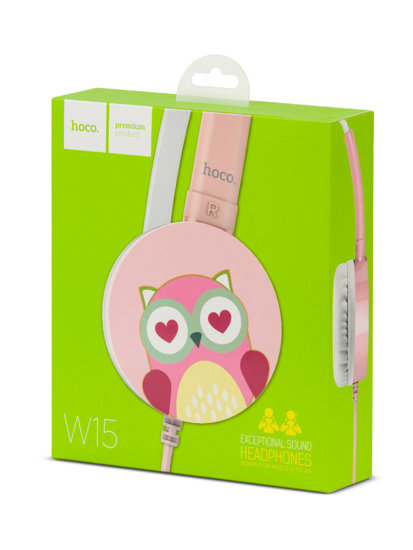 Casque filaire avec microphone rose pour enfants W15  