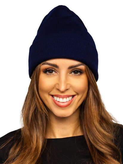 Casquette d'hiver rembourrée pour femme bleue foncée YW09004