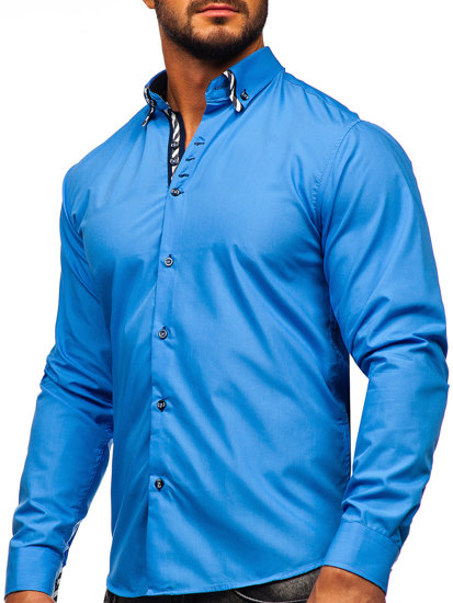 Chemise à manche longue pour homme bleue Bolf 3762