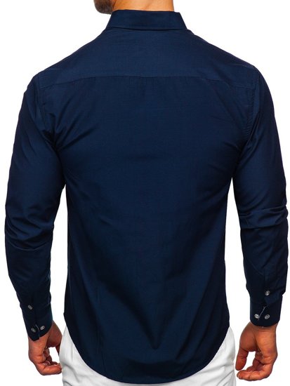 Chemise à manche longue pour homme bleue foncée Bolf 20719