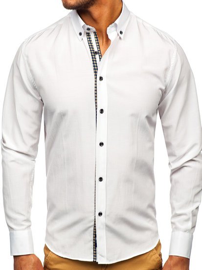 Chemise à manches longues blanche pour homme Bolf 20715 