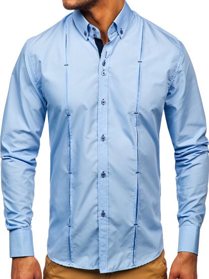 Chemise à manches longues bleue claire pour homme Bolf 20725