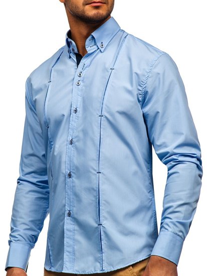 Chemise à manches longues bleue claire pour homme Bolf 20725