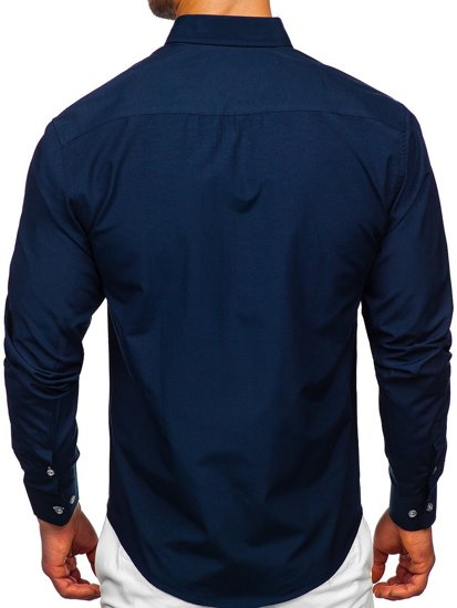 Chemise à manches longues bleue foncée pour homme Bolf 20721