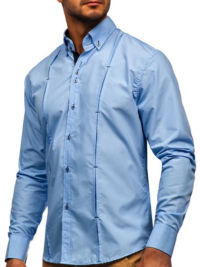 Chemise à manches longues bleue pour homme Bolf 20725 