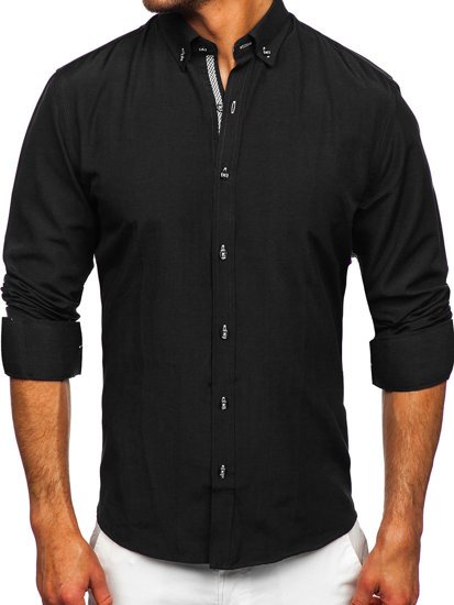 Chemise à manches longues noire pour homme Bolf 20717 