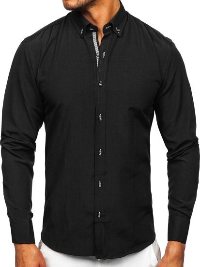 Chemise à manches longues noire pour homme Bolf 20717 