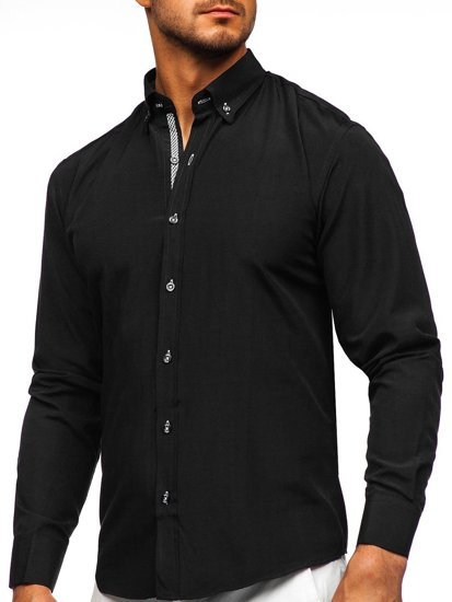 Chemise à manches longues noire pour homme Bolf 20717 