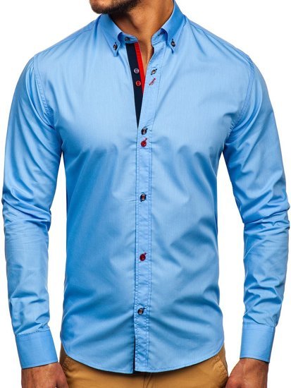 Chemise à manches longues pour homme bleue claire Bolf 20710  