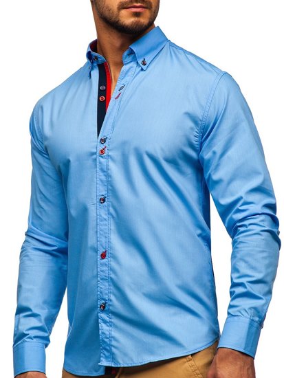 Chemise à manches longues pour homme bleue claire Bolf 20710  